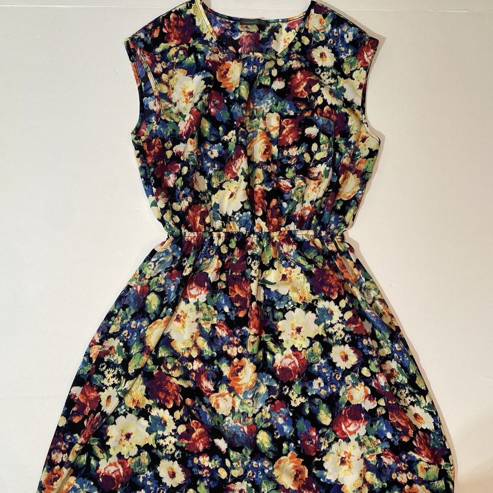 Soprano Womens  Sleeveless Floral Dress Multicolor Juniors Size S Mini
